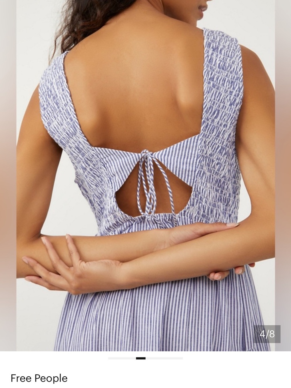 Free People Juno Maxi Dress Size Medium Blue And White Stripes Cotton - Picture 3 of 4
